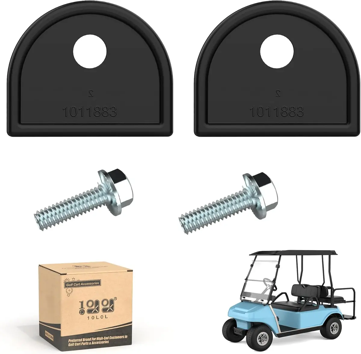 Golf Cart Front Top Strut Mount Pads With Stainless Steel Screws Kit For Club Car Ds 1982-2000 Up - 10L0l 1