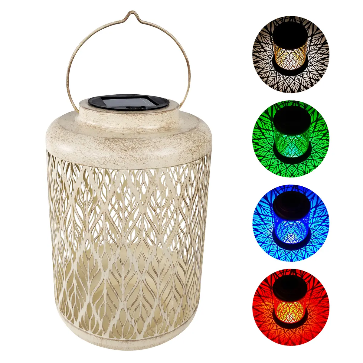 Bliss Outdoors Bsl-306-Wh Solar Led Lantern W/ Diamond Leaf Design & Hand Painted Finish | 12-In. Tall | Waterproof Ip44 (White) 1
