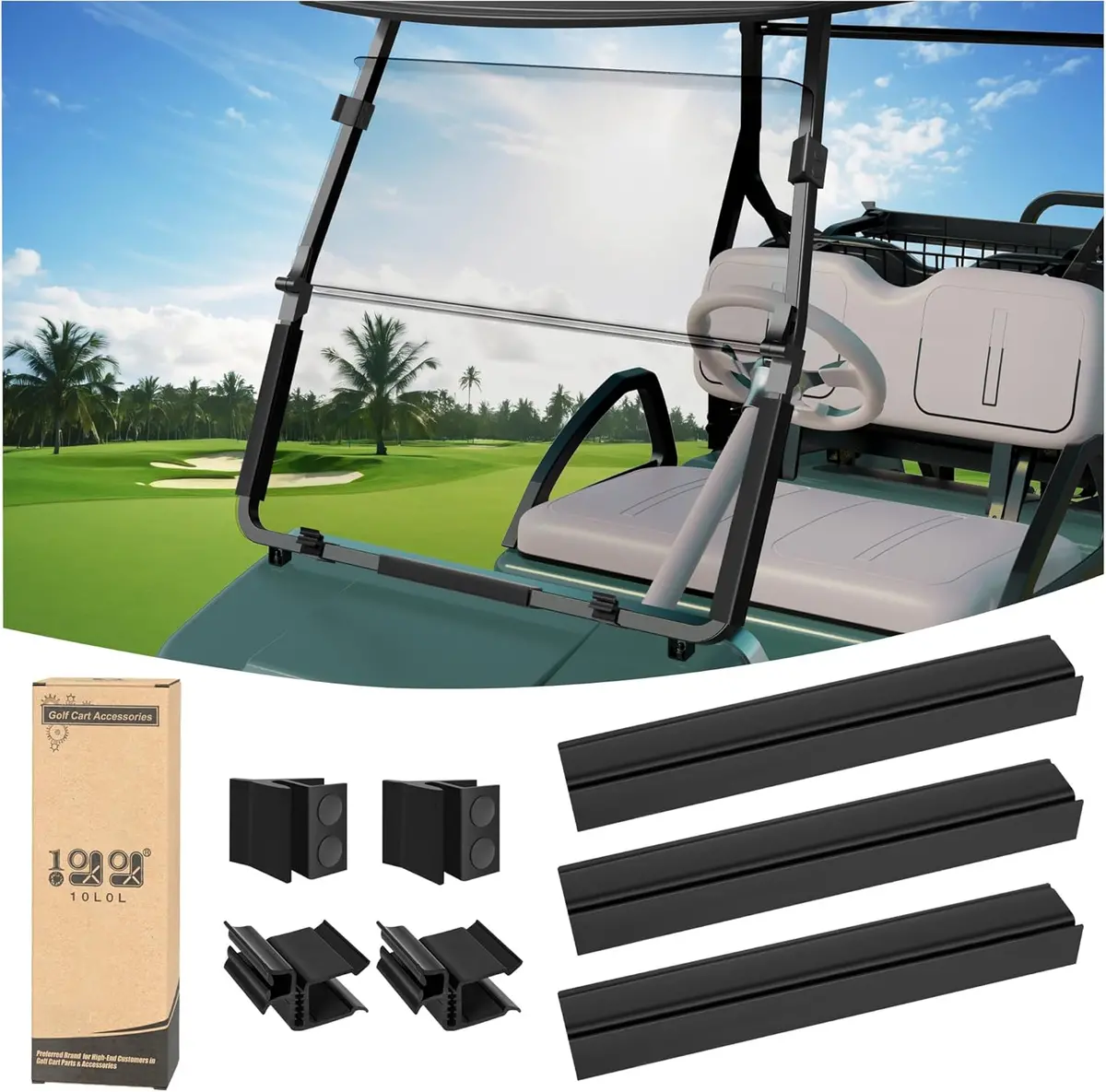 10L0l Golf Cart Windshield Retaining Clips Kit For Club Car Ds (2000.5-Up) - Oem# 103677101 Replacement 1