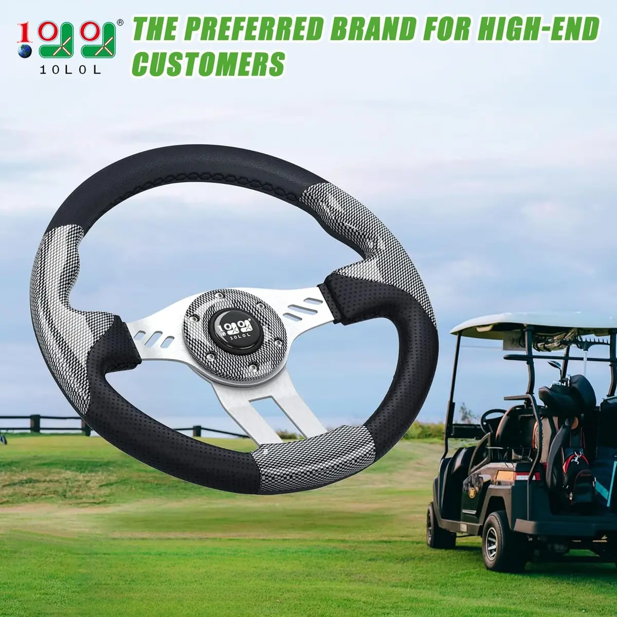 12.5 Inch Wooden Golf Cart Steering Wheel Universally For Most Models - 10L0l 2