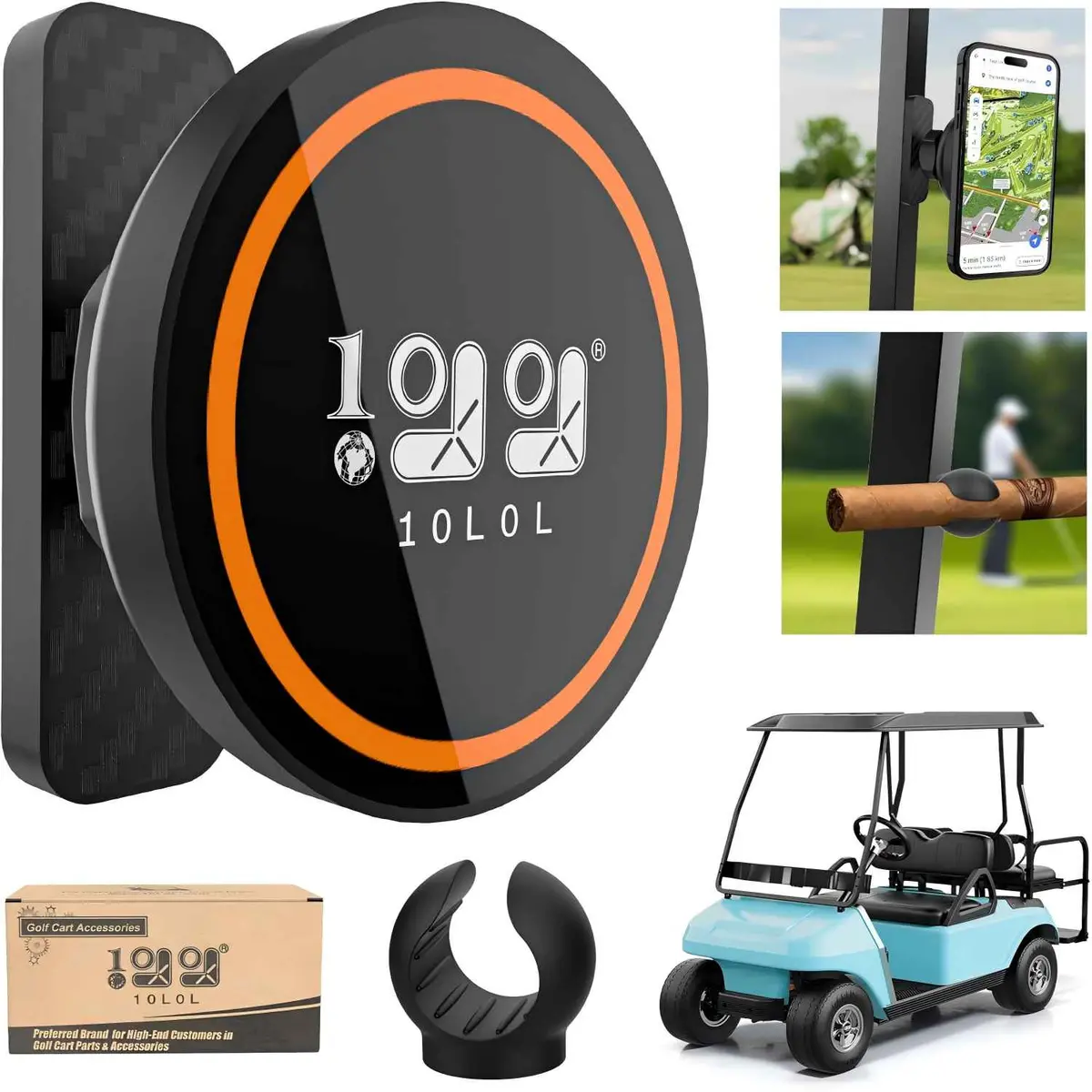 10L0l Magnetic Golf Cart Phone Holder - 360° Rotating Mount For Iphone & Android 1