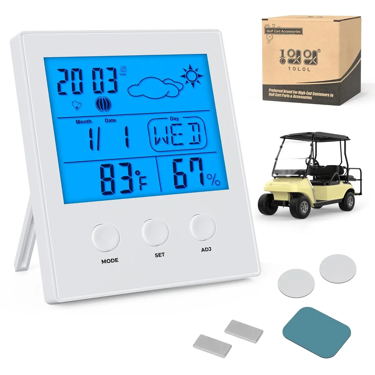 4" Hd Weather Station Clock - Indoor/Outdoor Thermometer With Forecast For Golf Carts, Home & Rv 1