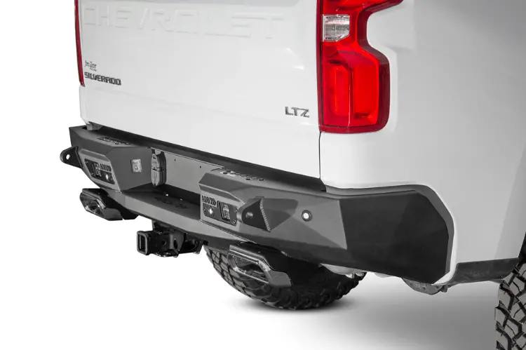 Add R441051280103 Chevy Silverado 1500 2019-2021 Stealth Fighter Rear Bumper With Exhaust Tips And Backup Sensors 1