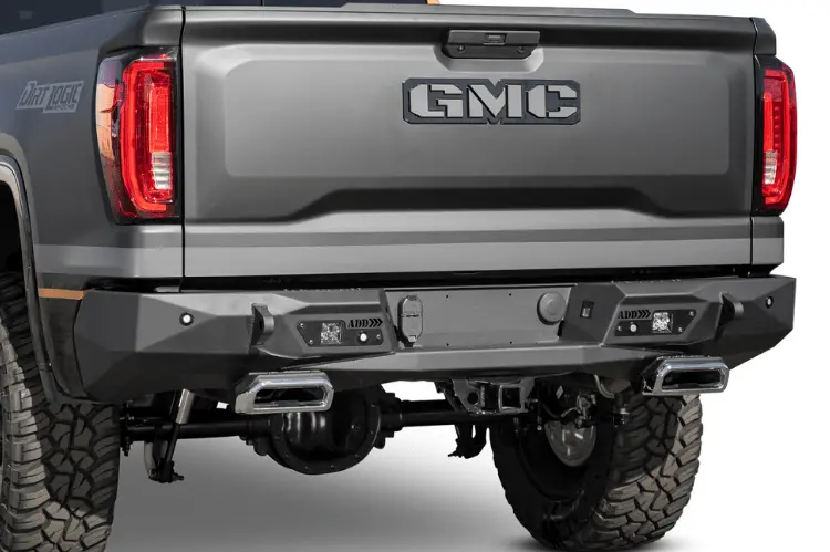 Add R441051280103 Gmc Sierra 1500 2019-2021 Stealth Fighter Rear Bumper With Exhaust Tips And Backup Sensors 1