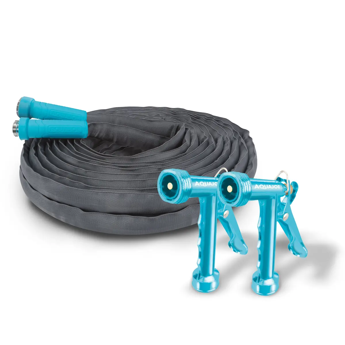 Aqua Joe Pistol Grip Hose Nozzle Bundle | Includes 50Ft Fiberjacket Hose + 2-Pack Full Metal Hose Nozzles 1