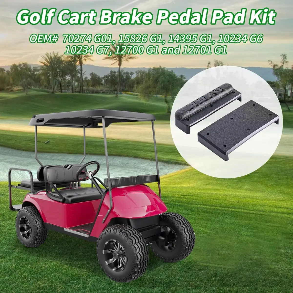 Golf Cart Brake Pedal Pad Kit For Ezgo Txt, Marathon G&E 1971-1992 - 10L0l 2