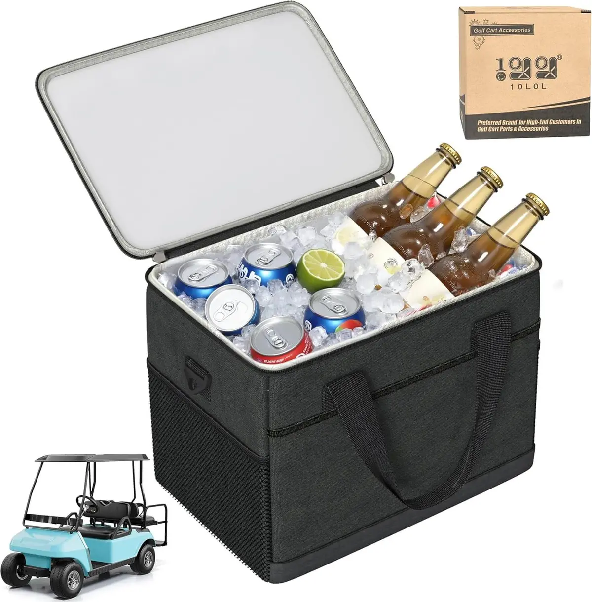 27L Golf Cart Cooler Bag - Waterproof Insulated Ice Bag Multi-Pocket Design, 6 Hours Refrigeration - 10L0l 1