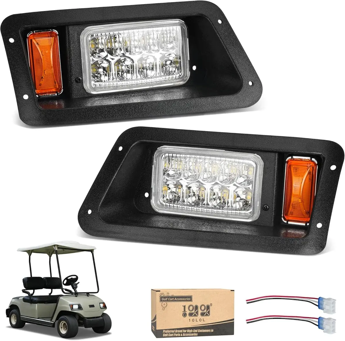 12V Golf Cart Headlight Kit For Yamaha G14 G16 G19 G22 Gas Or Electric - 10L0l 1