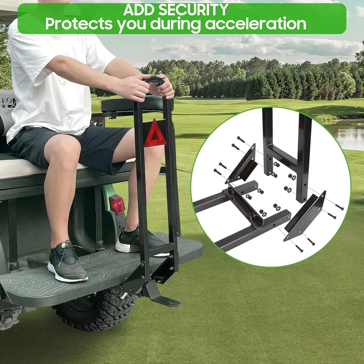 10L0l Golf Cart Rear Seat Grab Bar Safety Armrest For Yamaha, Club Car, Ezgo 2