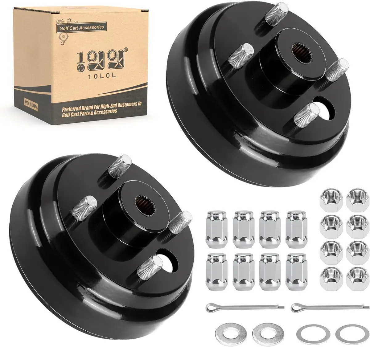 10L0l Golf Cart Brake Drum Hub Assembly – Compatible With Ezgo 1991-Up 4-Cycle Gas Models (2-Pack) 1