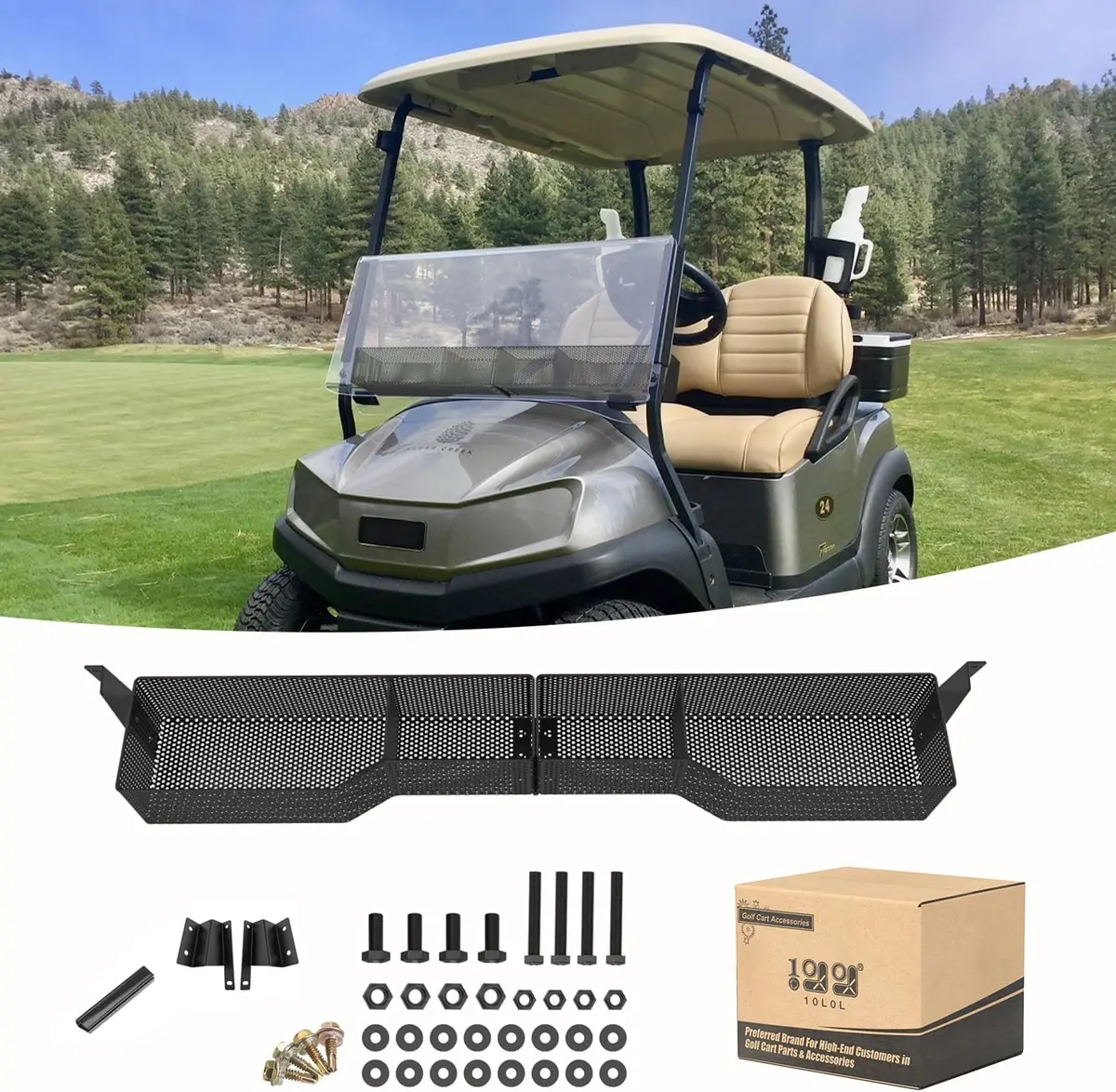 Golf Cart Interior Storage Basket - High Quality Steel Rust Resistant For Club Car Tempo Front Dashboard - 10L0l 1