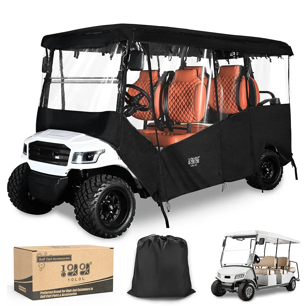 6/4+2 Passenger Golf Cart Enclosure - 600D Waterproof Cover For Yamaha, Ezgo & Club Car (138" Roof) 1