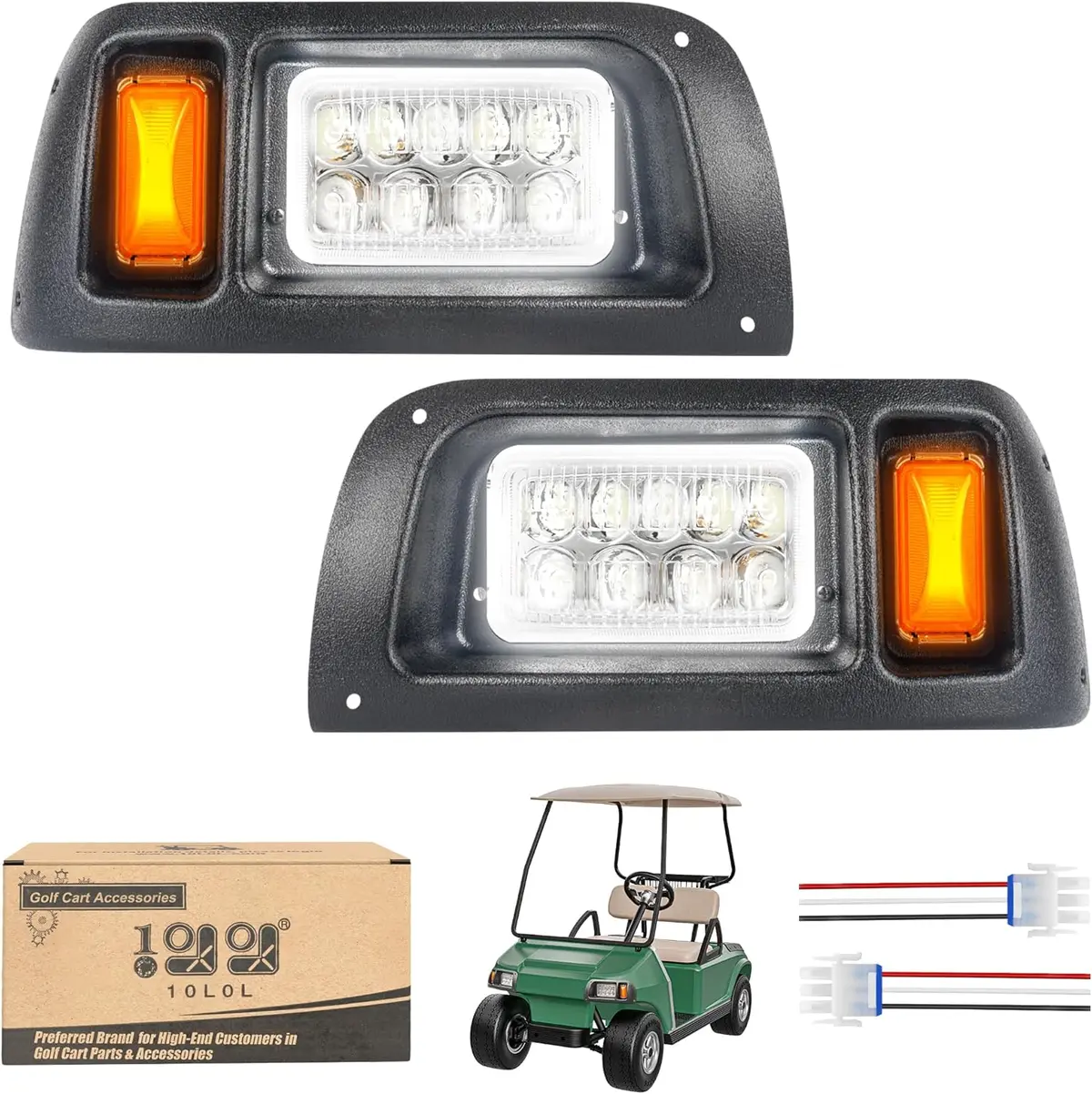 Club Car Ds Headlight Kit (1993+) – Direct Replacement 12V Led Headlights For Gas & Electric Models 1