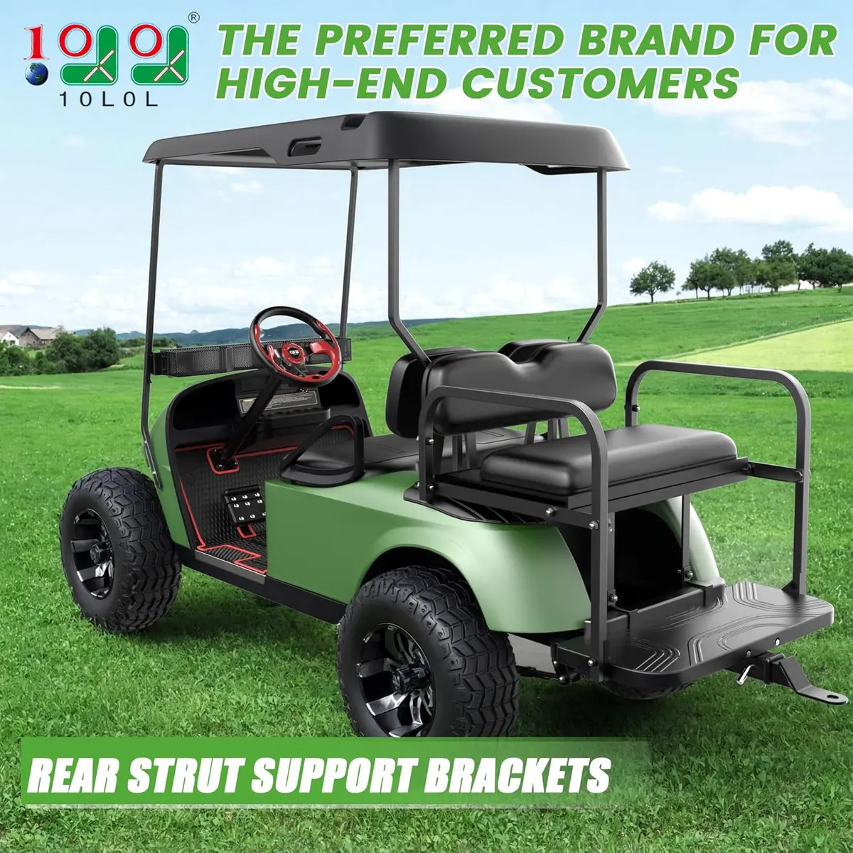 2 Heavy Duty Golf Cart Rear Strut Support Brackets For Ezgo Club Car Yamaha 88" Extended Roof - 10L0l 3