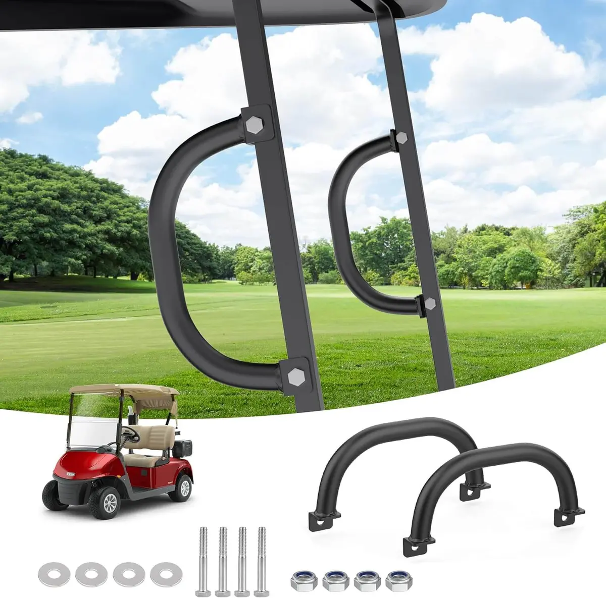 Universal Golf Cart Grab Handles For Yamaha/Ezgo/Club Car Square Tube Vehicles - 10L0l 1