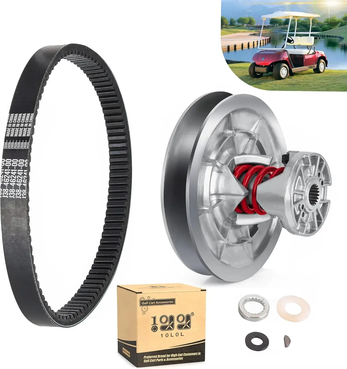 10L0l Secondary Driven Clutch Belt Kit For Yamaha Golf Carts G2-G28 (1985–2007) 1