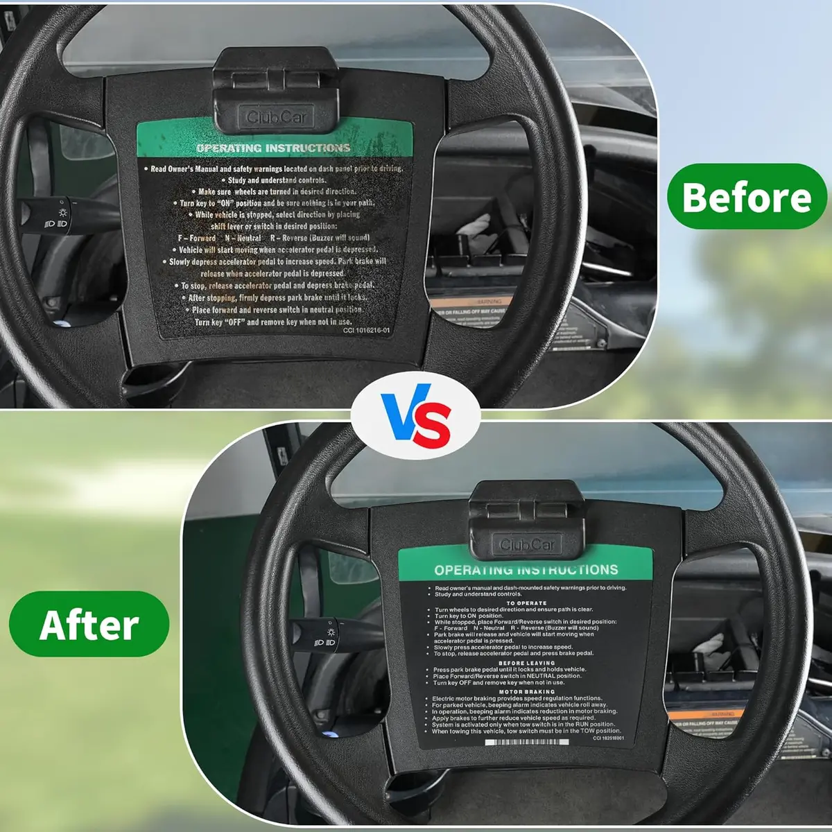 Golf Cart Steering Wheel Sticker &Dashboard Sticker Kit For Club Car Precedent - 10L0l 2