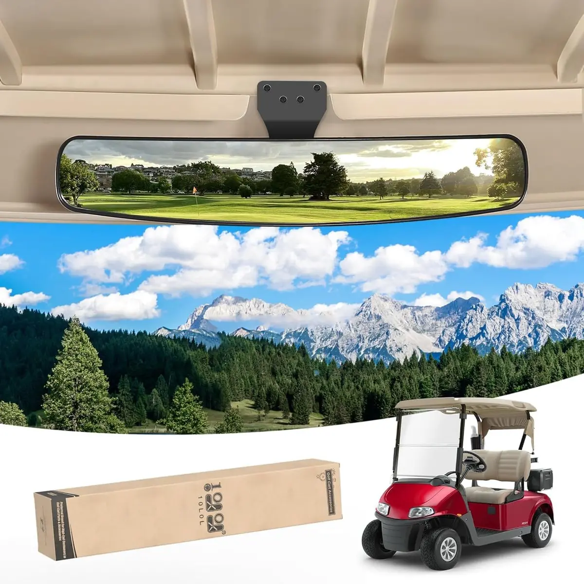 Extra Wide 270 Degree Adjustable Golf Cart Mirrors For Ezgo Club Car Yamaha - 10L0l 1