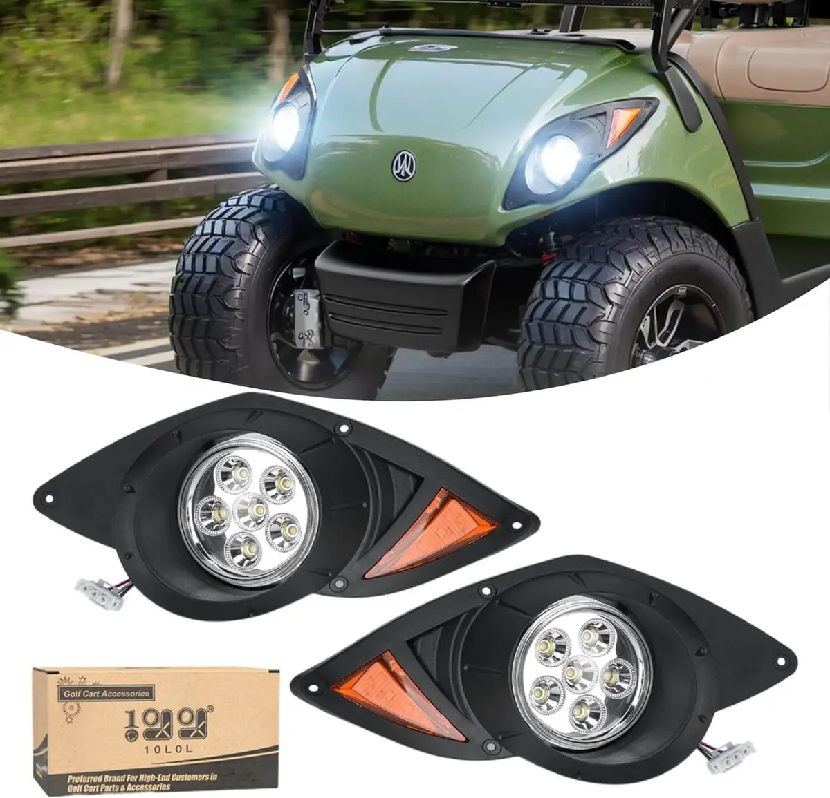 Golf Cart Headlight Kit For Yamaha G29 - 12V Led Replacement Lights (2007-2016 Gas/Electric Models) - 10L0l 1