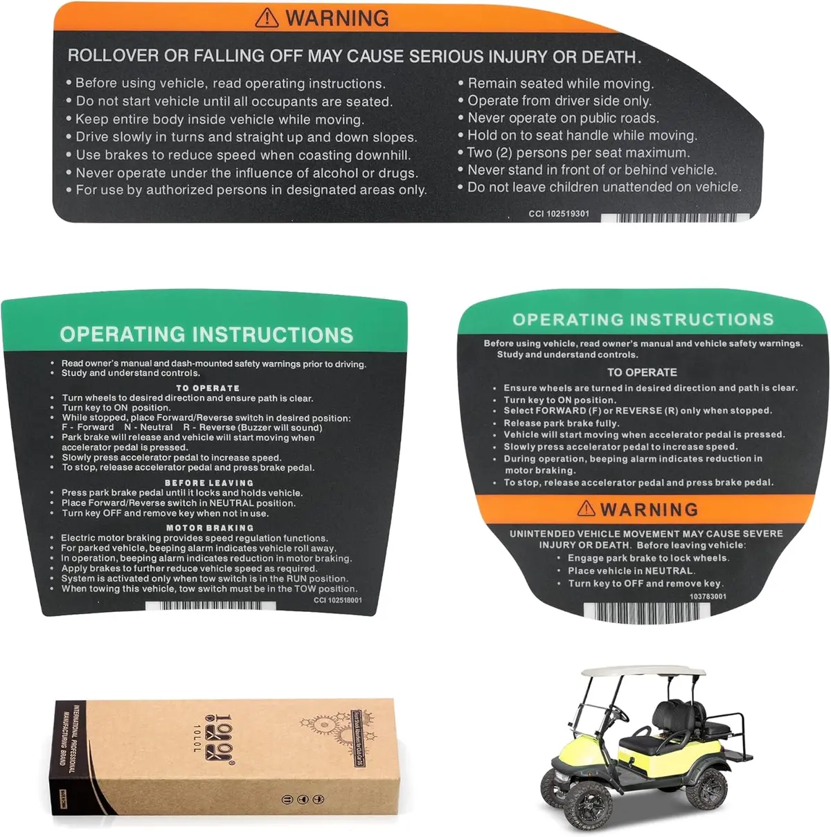 Golf Cart Steering Wheel Sticker &Dashboard Sticker Kit For Club Car Precedent - 10L0l 1