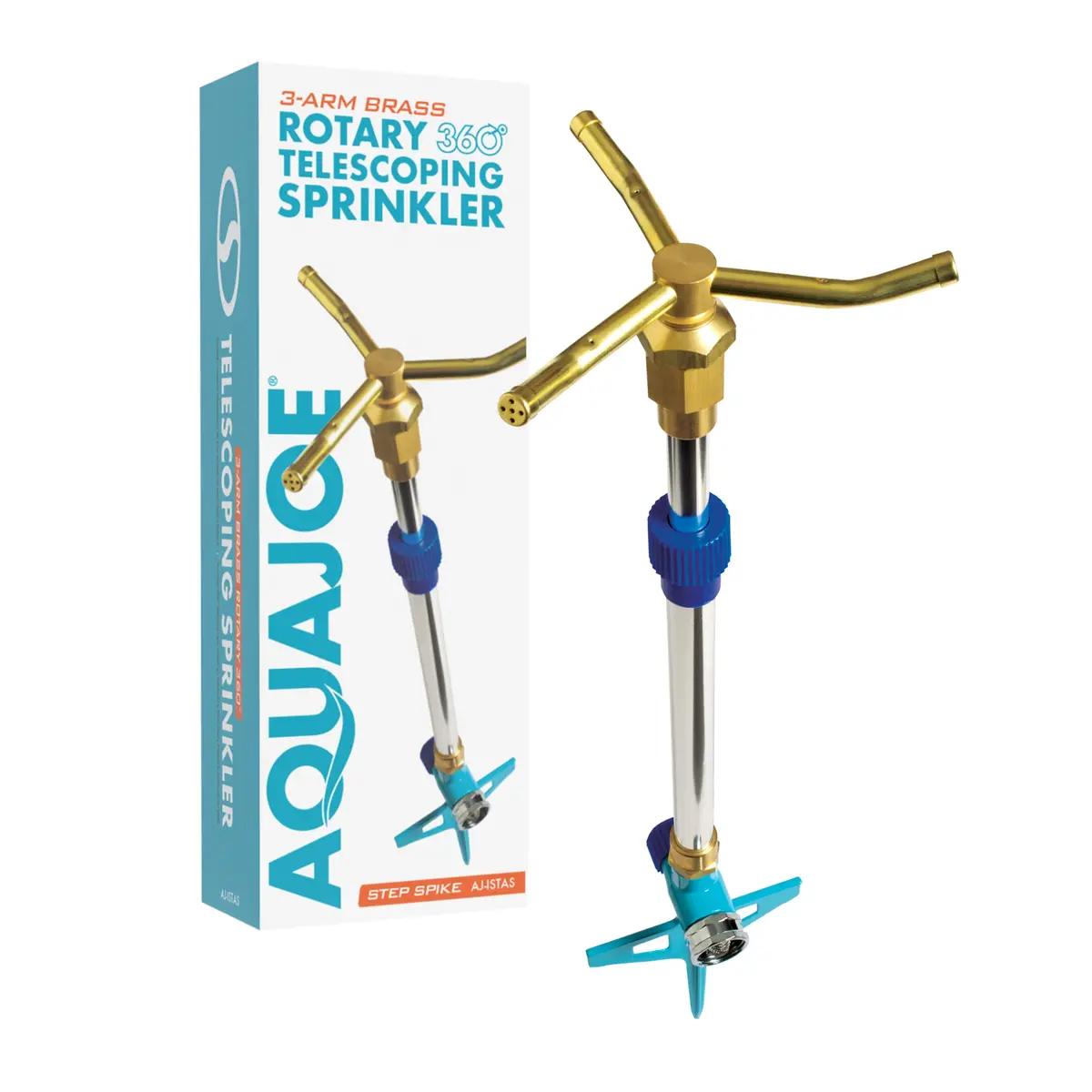 Aqua Joe Aj-Istas 3-Arm Brass Rotary 360-Degree Telescoping Sprinkler | 1390 Sq. Ft. Max Coverage 1