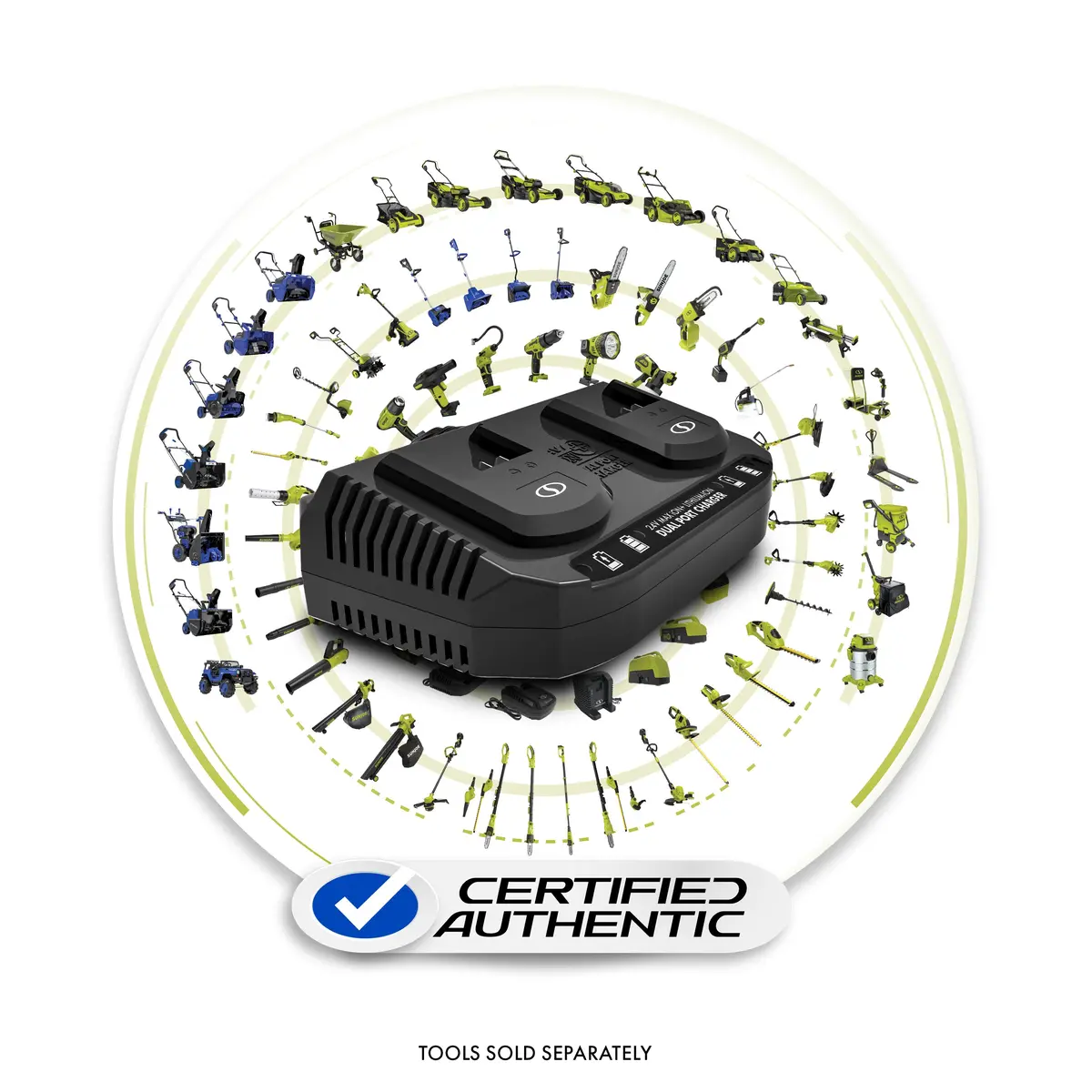 Snow Joe + Sun Joe Certified Authentic 24Vchrg-Dpc Ion+ Dual Port Quick Charge Docking Station 1