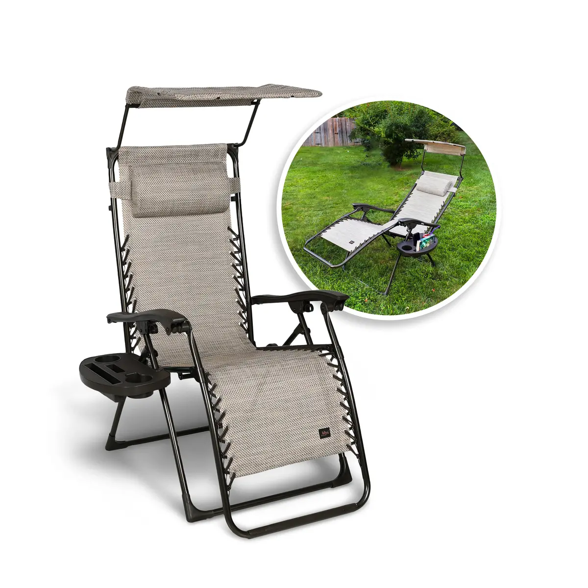 Bliss Hammocks Gfc-452S Gravity Free Chair W/ Canopy, Pillow, & Drink Tray | 26-In. Wide | Weather & Rust Resistant | 300 Lb. Capacity 1