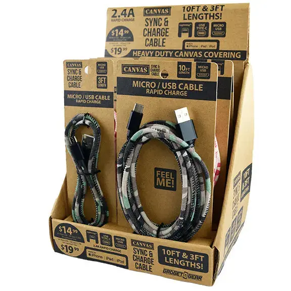 Charging Cable Camo Assortment 3Ft - 12 Pieces Per Retail Ready Display 88303 1