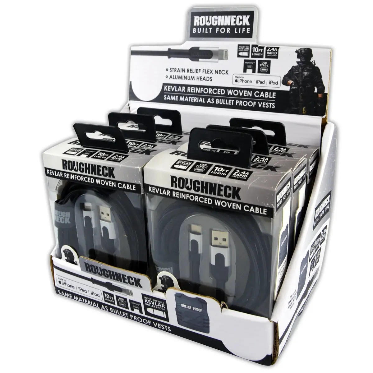 Charging Cable Roughneck Assortment 10Ft 2.4 Amp - 6 Pieces Per Retail Ready Display 88380 1