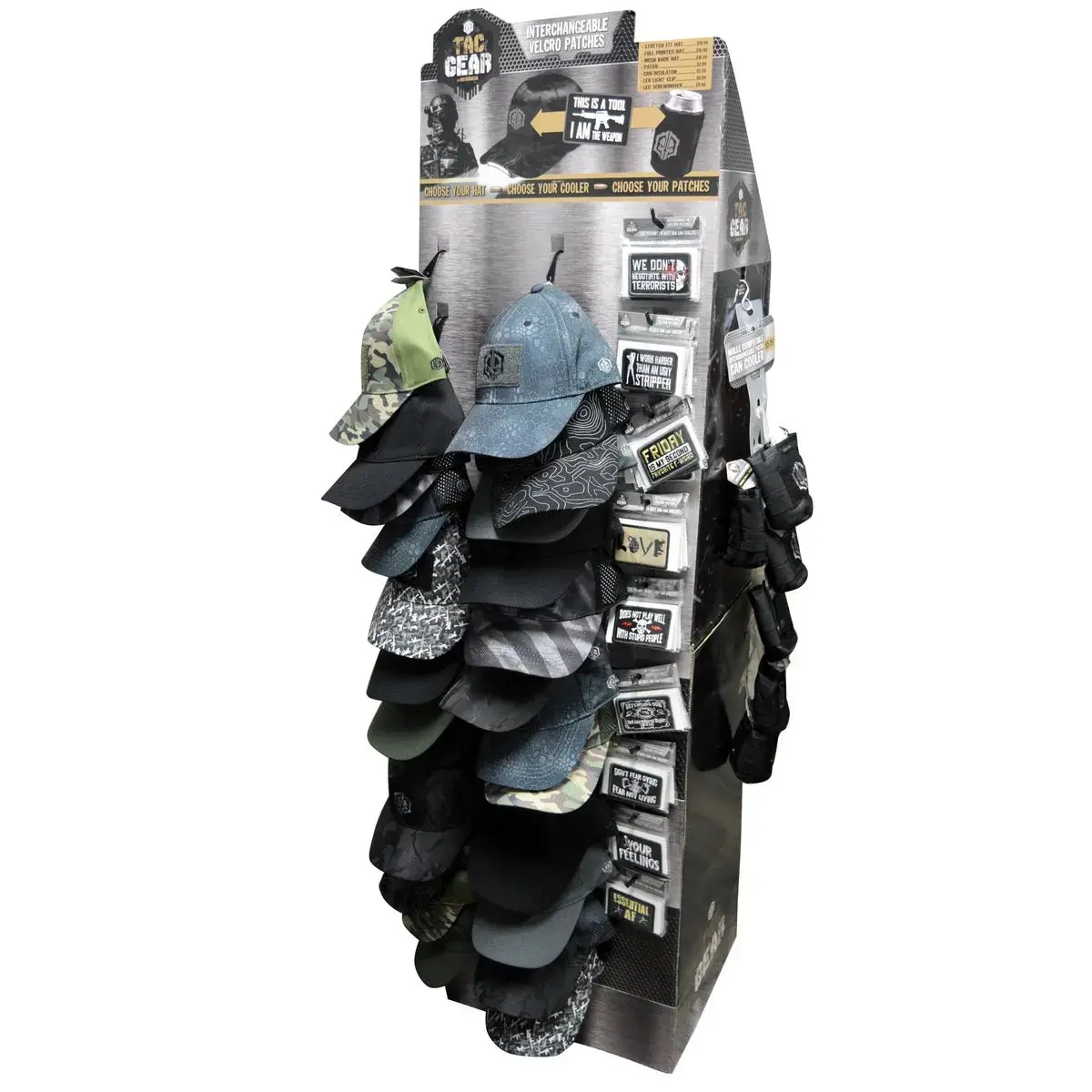 Patriotic Tac Gear Hat And Accessory Assortment Floor Display - 78 Pieces Per Retail Ready Display Kit 88397 1