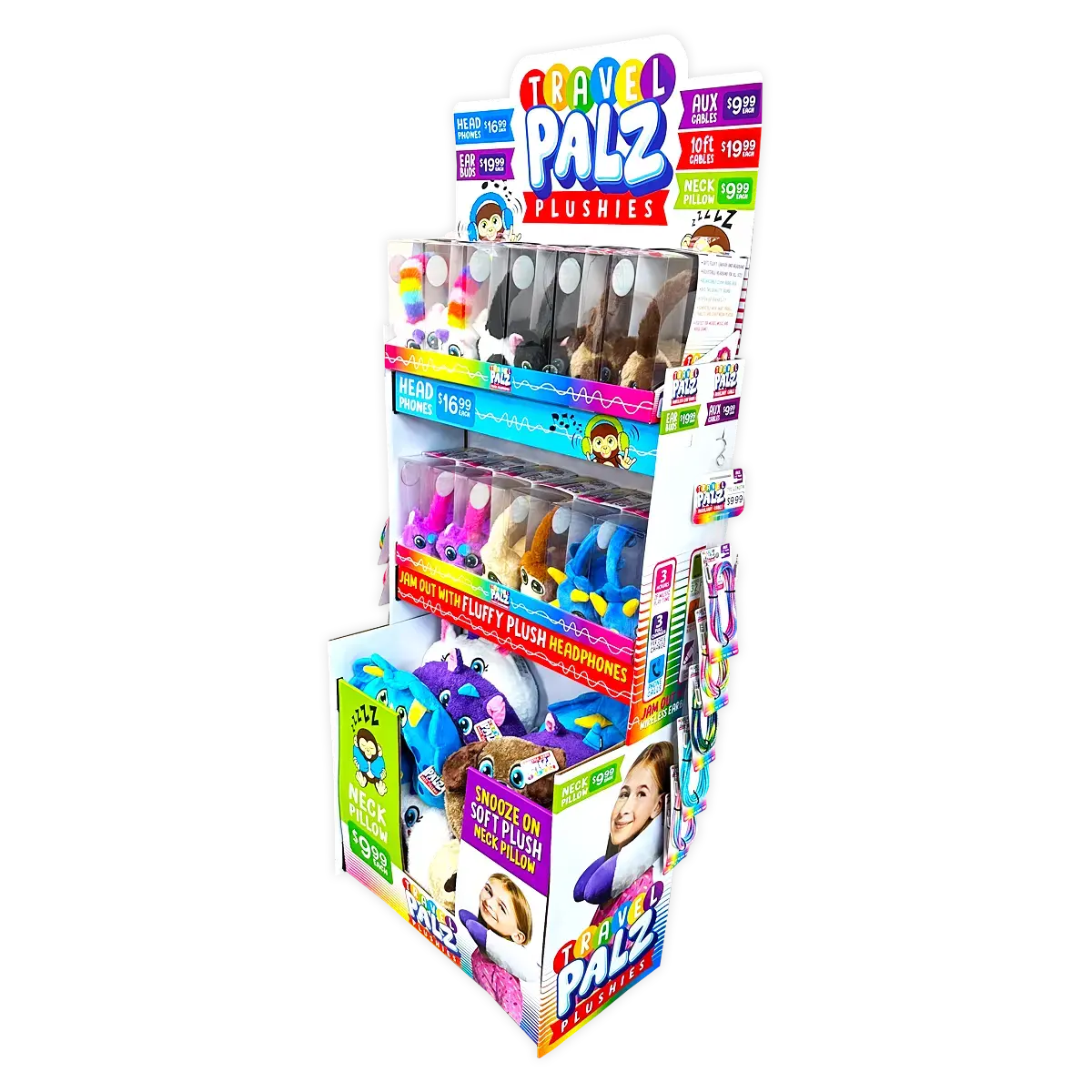 Plush Headphones With 10Ft Cable Variety Floor Display 36 Pieces Per Retail Ready Display Kit 88421 1
