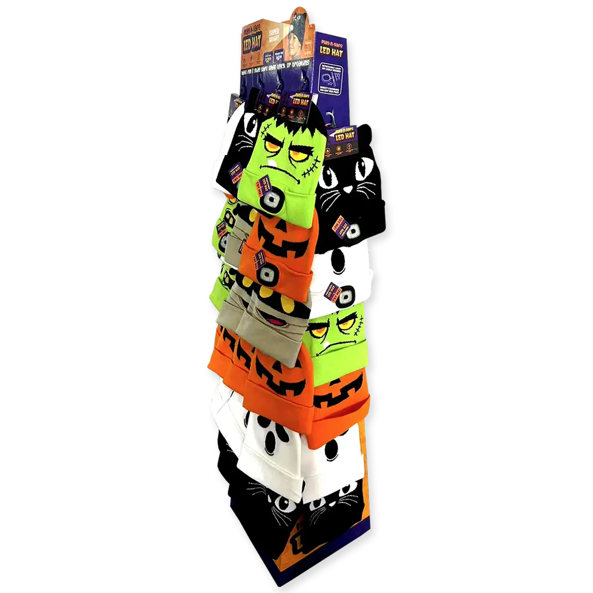 Halloween Knit Hat Beanie Led Light Assortment Floor Display - 36 Pieces Per Retail Ready Display Kit  88463 1