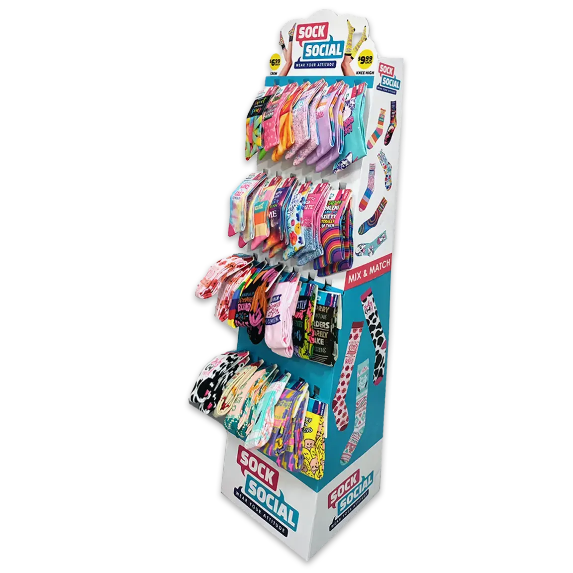 Sock Mix N Match Assorted Floor Display - 36 Pieces Per Retail Ready Display Kit 88465 1
