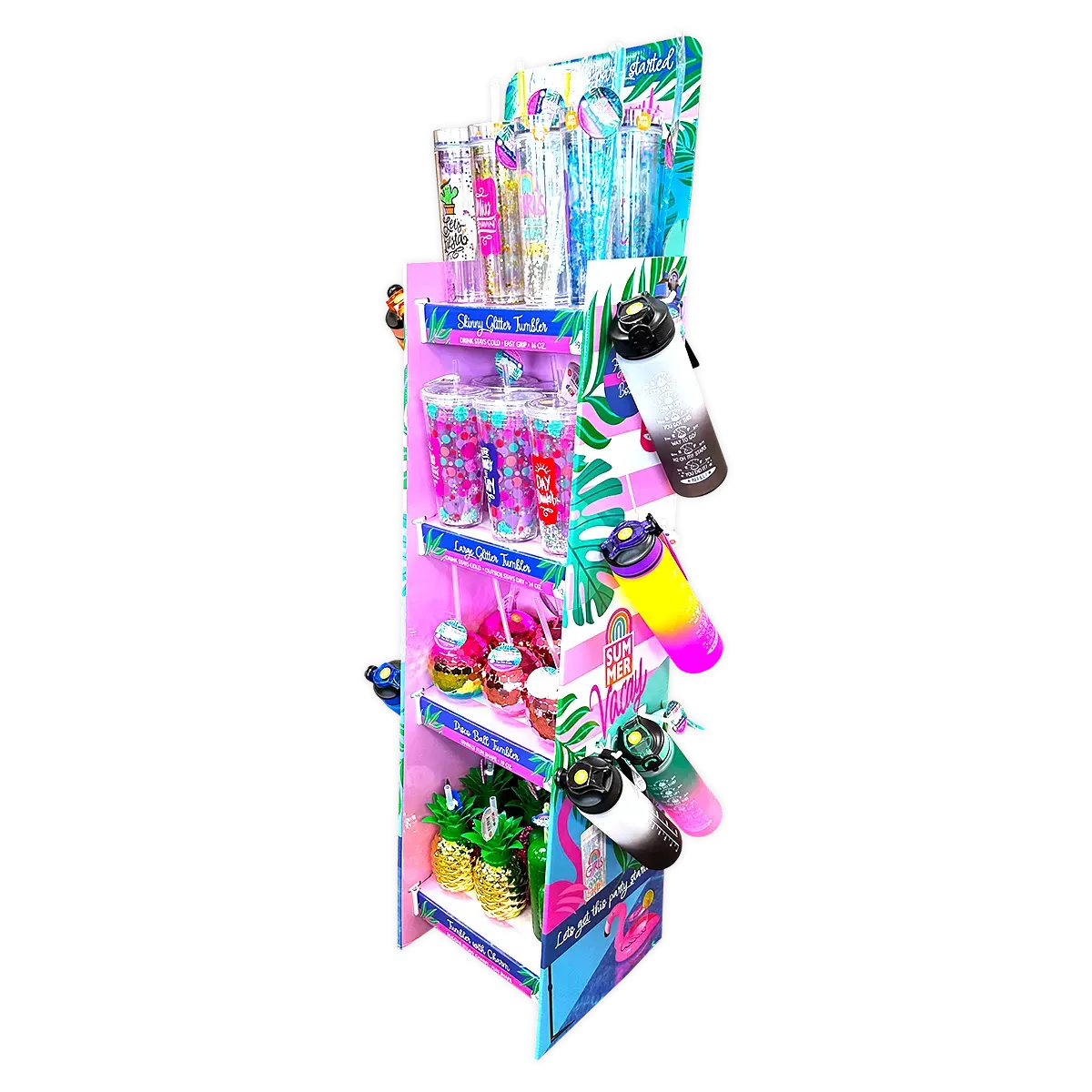 Summer Drinkware Assortment Floor Display - 42 Pieces Per Retail Ready Display Kit 88470 1