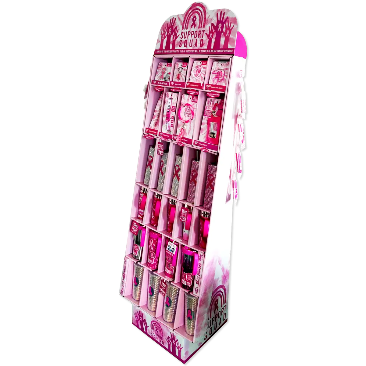 Breast Cancer Awareness Pink Assortment Floor Display - 78 Pieces Per Retail Ready Display Kit 88475 1