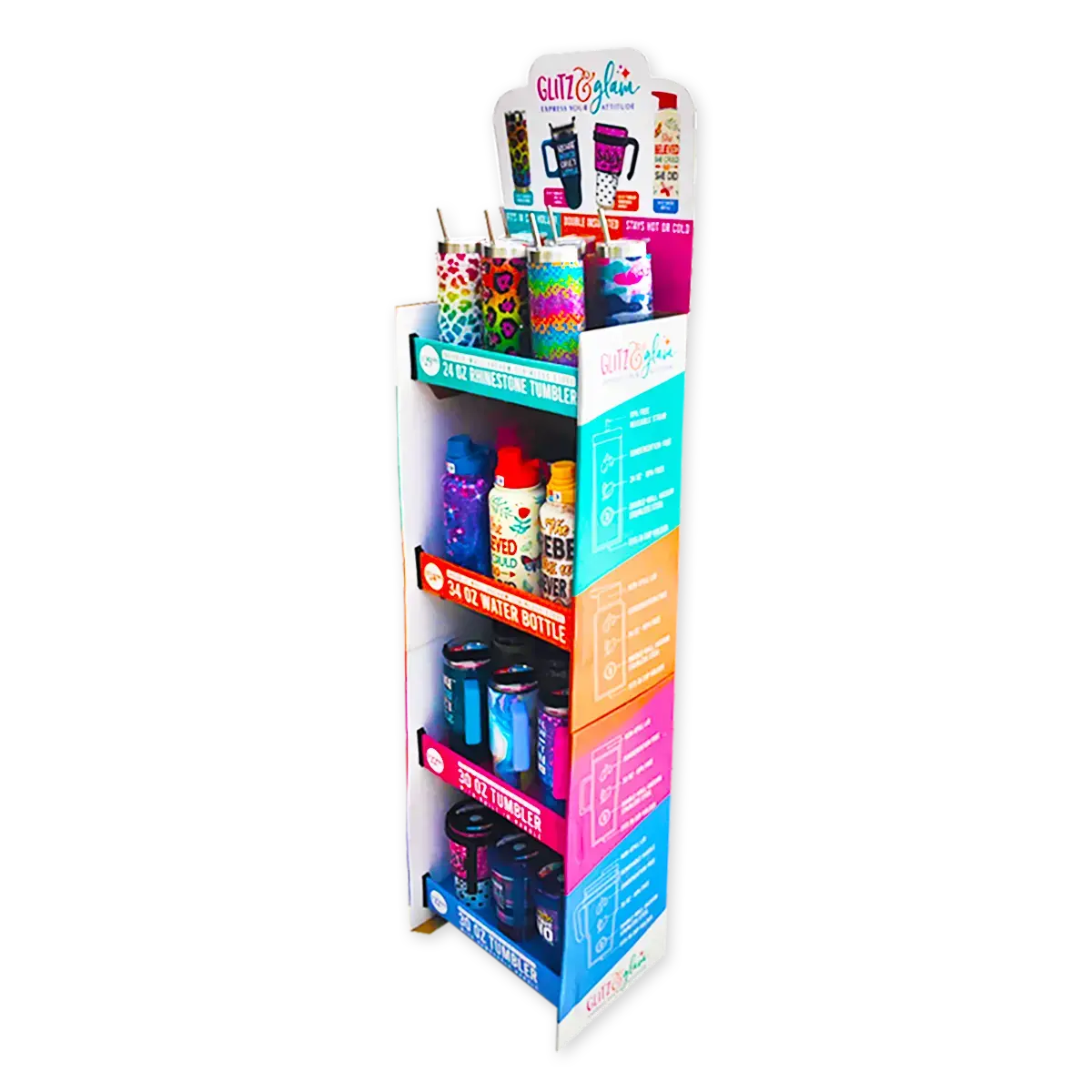 Insulated Drinkware Assortment Floor Display - 24 Pieces Per Retail Ready Display Kit 88499 1
