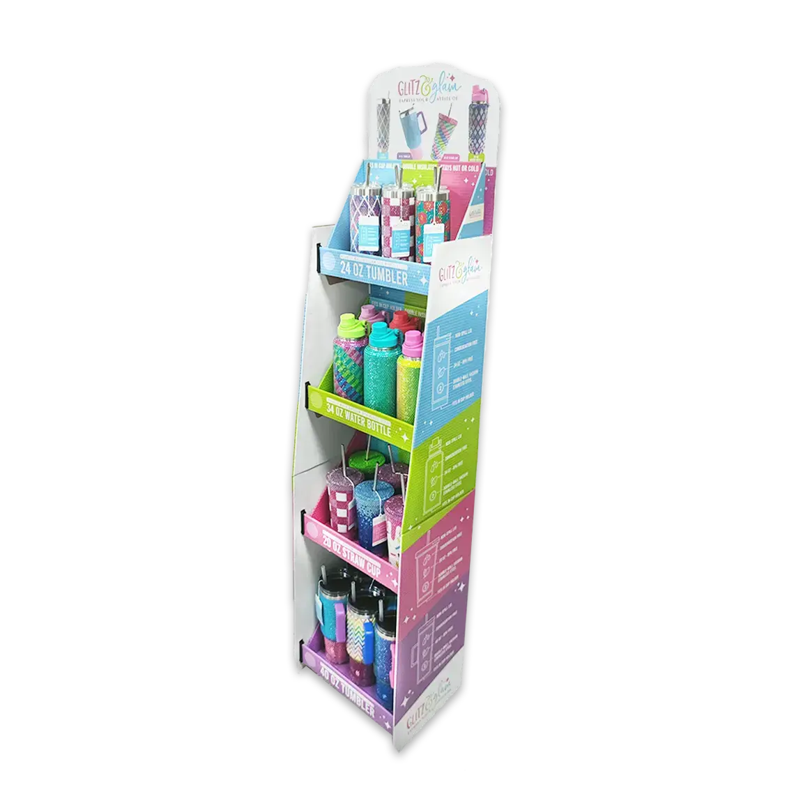 Rhinestone Cup Assortment Floor Display - 24 Pieces Per Retail Ready Display Kit 88544 1