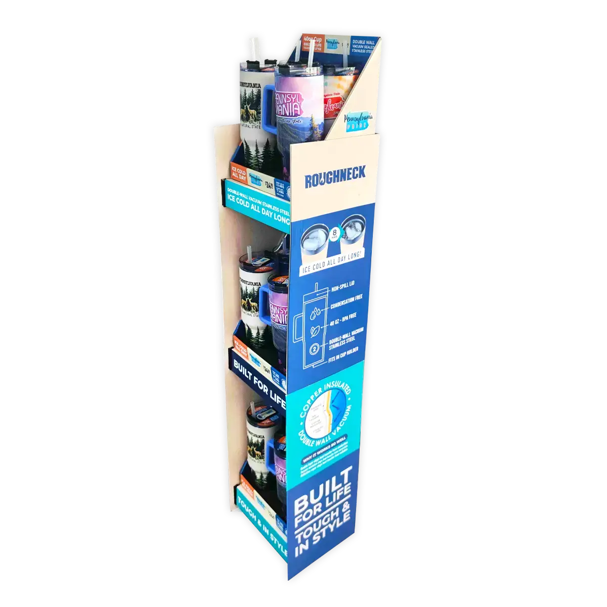 40 Oz Stainless-Steel Insulated Printed Cup Pennsylvania Floor Display - 12 Pieces Per Retail Ready Display Kit 88559 1