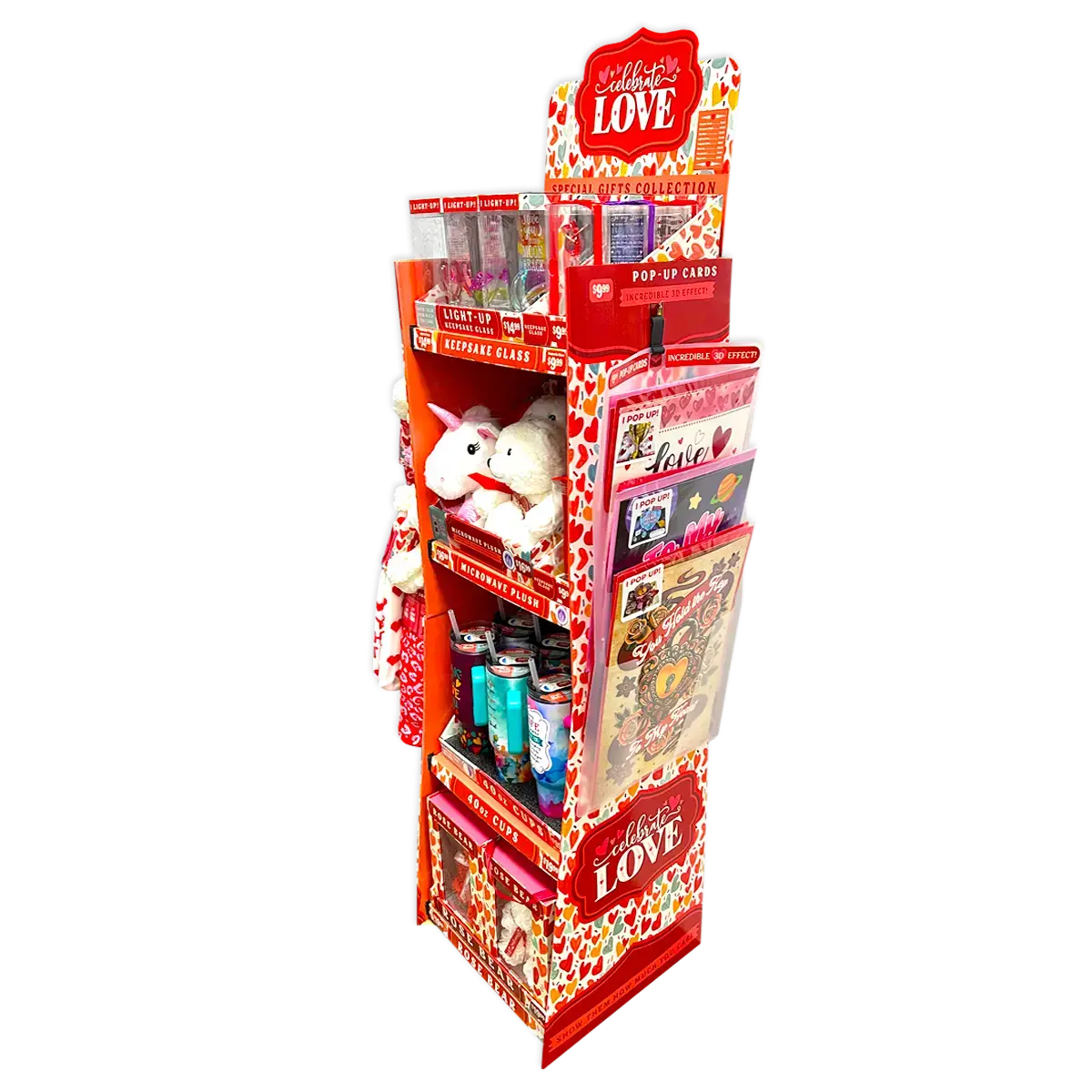 Valentines Day Glass And Gift Assortment Floor Display - 57 Pieces Per Retail Ready Display Kit 88573 1