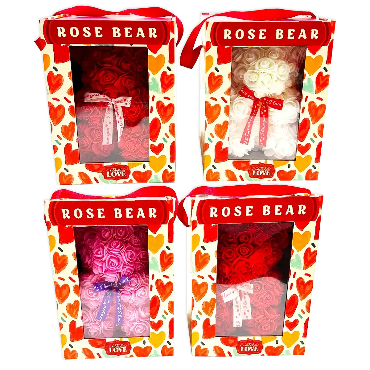 Rose Bear - Store Surplus No Display - 4 Pieces Per Pack 25423L 1
