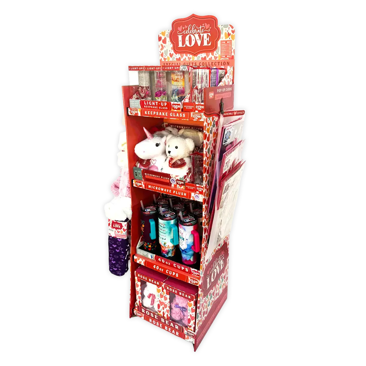 Valentines Day Glass And Gift Assortment Floor Display - 57 Pieces Per Retail Ready Display Kit 88574 1