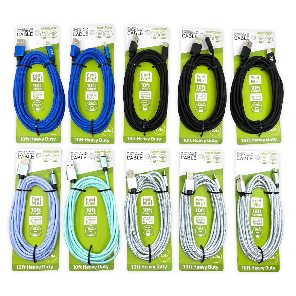 Charging Cable Wing Rack Kit 10Ft Usb-To-Usb-C - 10 Pieces Per Pack 88588 1