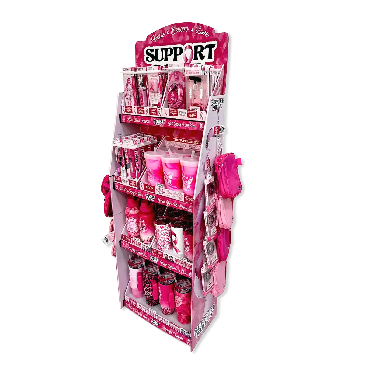 Breast Cancer Awareness Pink Support Squad Assortment Floor Display - 50 Pieces Per Retail Ready Display Kit 88609 1