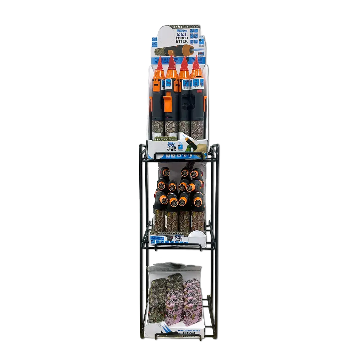 Camo Torch Tower – 3 Tier Metal Countertop Assortment - 39 Pieces Per Retail Ready Display 88671 1