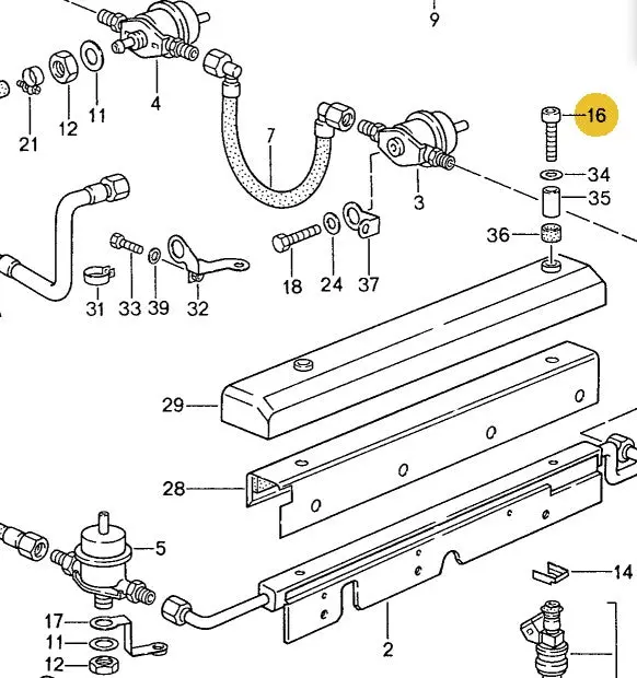 900 067 117 0Aam - Bolt For Fuel Rail Cover M6 X 16 - Original Black - 87 To 95 2