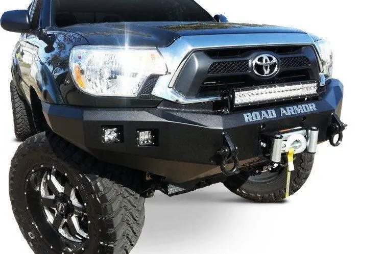 Road Armor Stealth 905R0b 2012-2015 Toyota Tacoma Front Winch Ready Bumper No Guard, Black Finish And Square Fog Light Hole 1