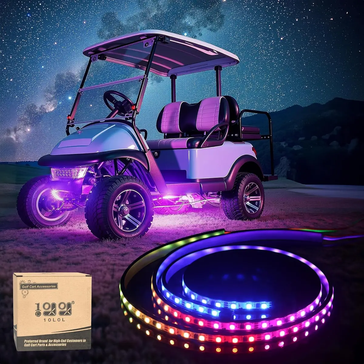 10L0l Golf Cart Underbody Led Light Strip Kit – Rgb Underglow With Music Sync 1