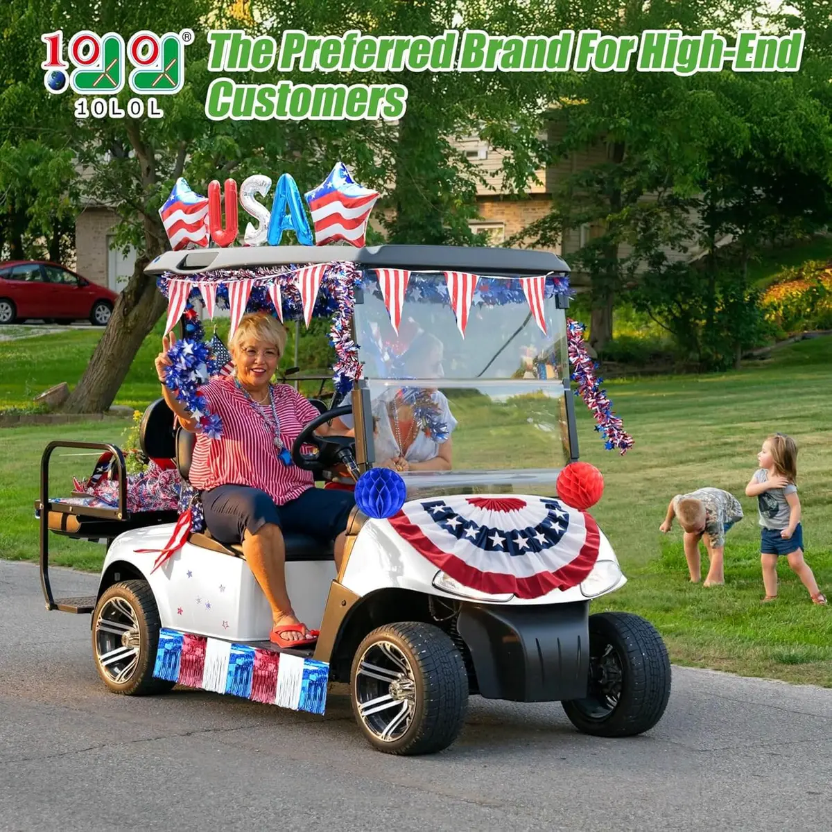 4Th Of July Golf Cart Decoration Kit – All-In-One Patriotic Parade Decor (Bunting, Balloons & Streamers!) 2