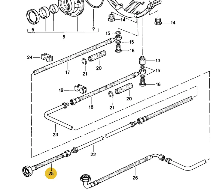 922 307 023 04 - Transmission Cooling - Pressure Hose Lower To Radiator - 78 To 86 2