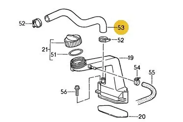 928 107 445 02A - Hose - Right Front Cam Cover To Oil Filler (87-92 Only) - Apa 2